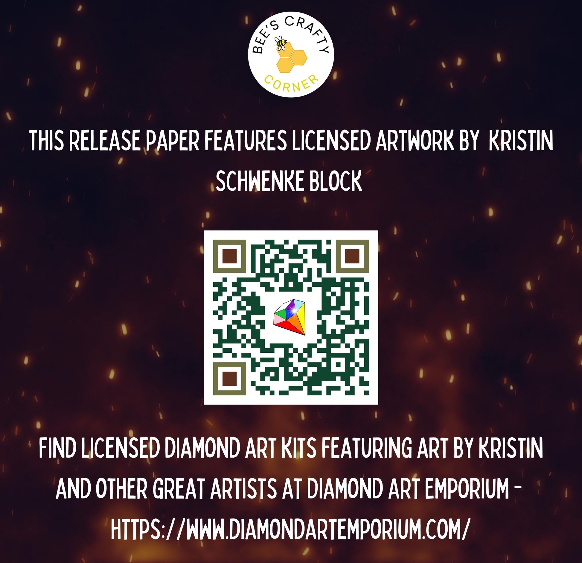 RELEASE PAPER | Sparks Fly by Kristin Schwenke Block Licensed Release Papers - Reusable Patterned Diamond Painting Release Paper