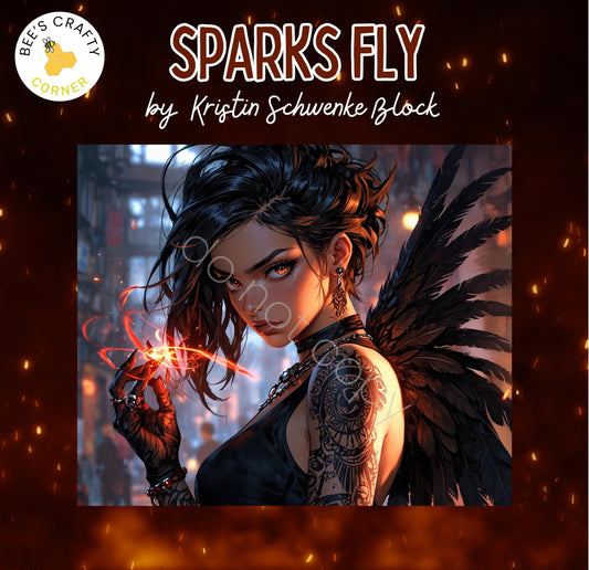 RELEASE PAPER | Sparks Fly by Kristin Schwenke Block Licensed Release Papers - Reusable Patterned Diamond Painting Release Paper