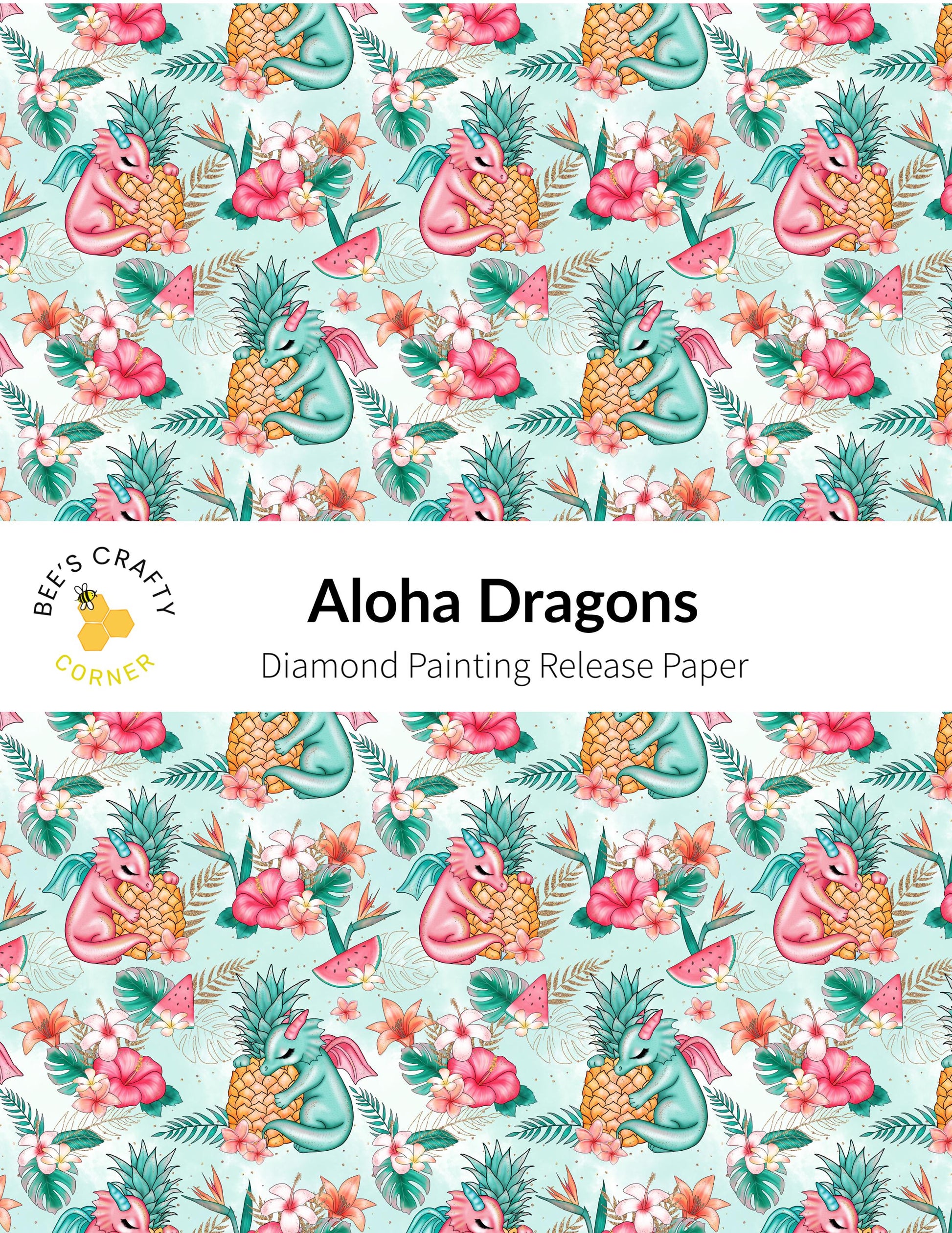 RELEASE PAPER | Aloha Dragons - Reusable Patterned Diamond Painting Release Paper