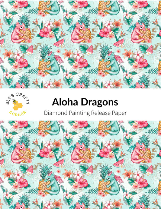 RELEASE PAPER | Aloha Dragons - Reusable Patterned Diamond Painting Release Paper
