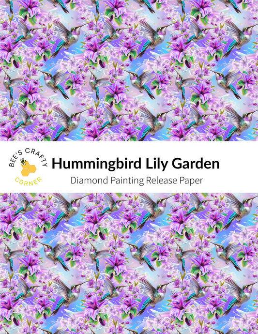 RELEASE PAPER | Hummingbird Lily Garden - Reusable Patterned Diamond Painting Release Paper