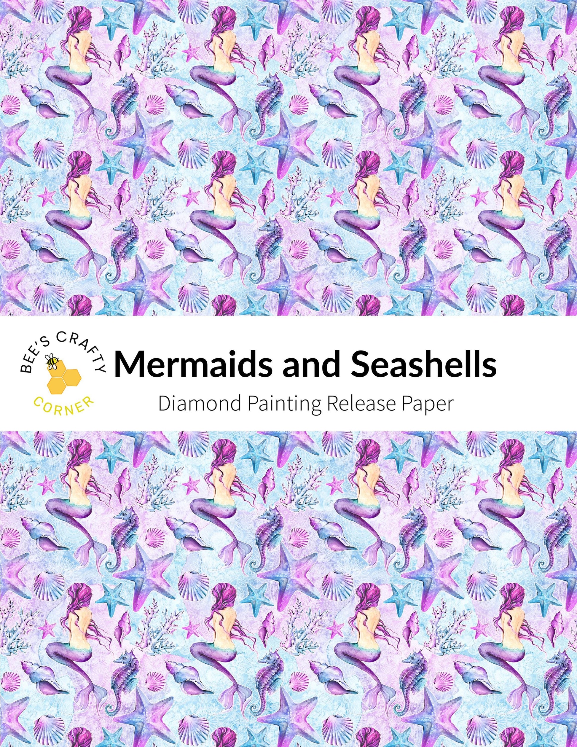 RELEASE PAPER | Mermaids & Seashells - Reusable Patterned Diamond Painting Release Paper