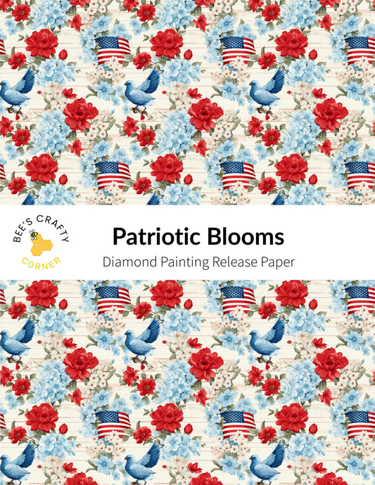 RELEASE PAPER | Patriotic Blooms - Reusable Patterned Diamond Painting Release Paper