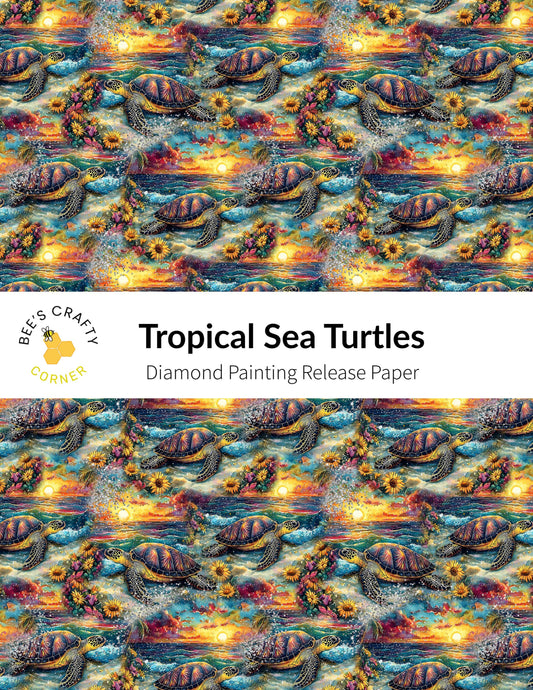 RELEASE PAPER | Tropical Sea Turtles - Reusable Patterned Diamond Painting Release Paper
