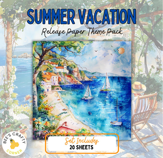 RELEASE PAPER | Summer Vacation - Theme Pack Reusable Diamond Painting Release Paper