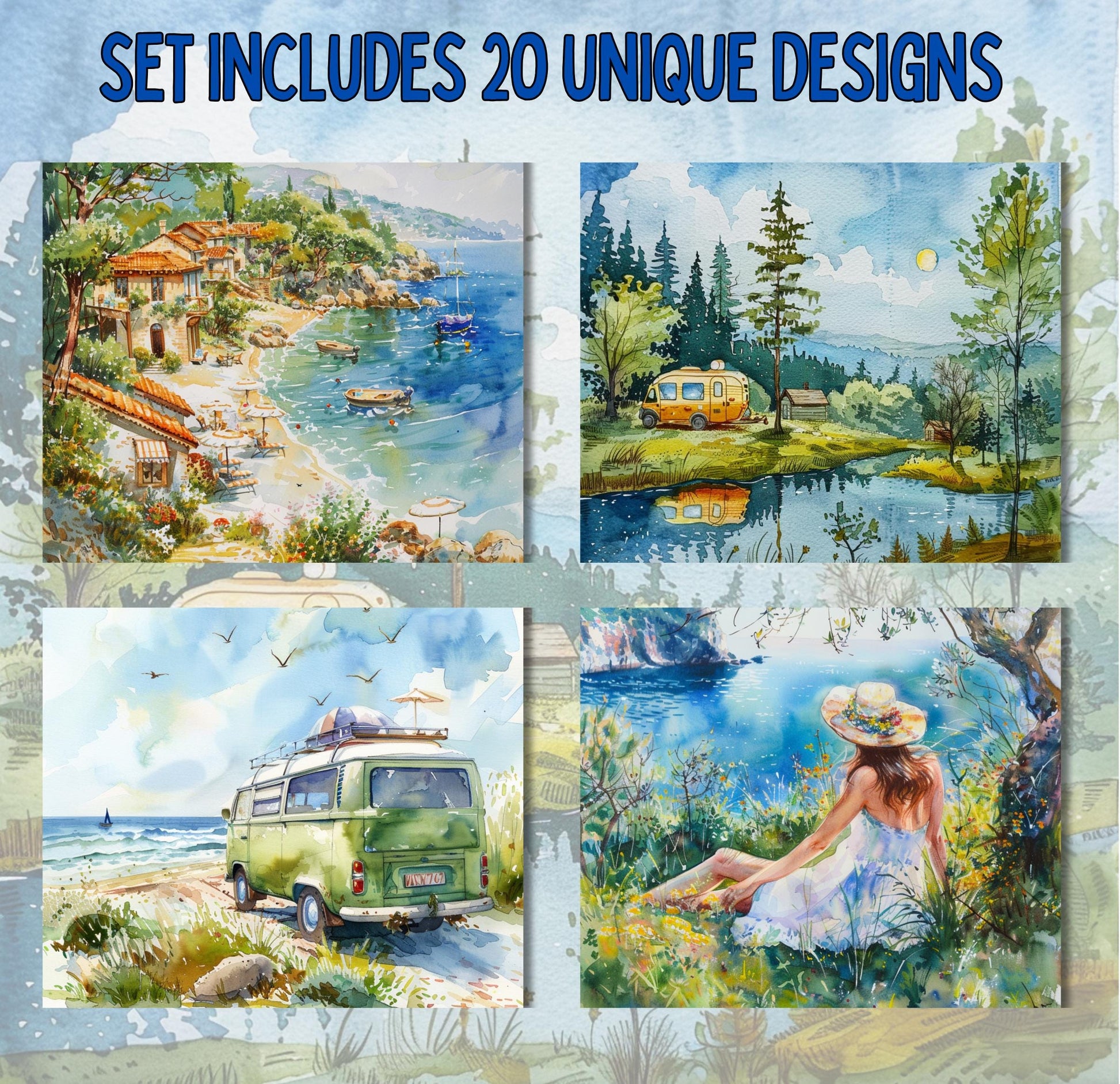 RELEASE PAPER | Summer Vacation - Theme Pack Reusable Diamond Painting Release Paper