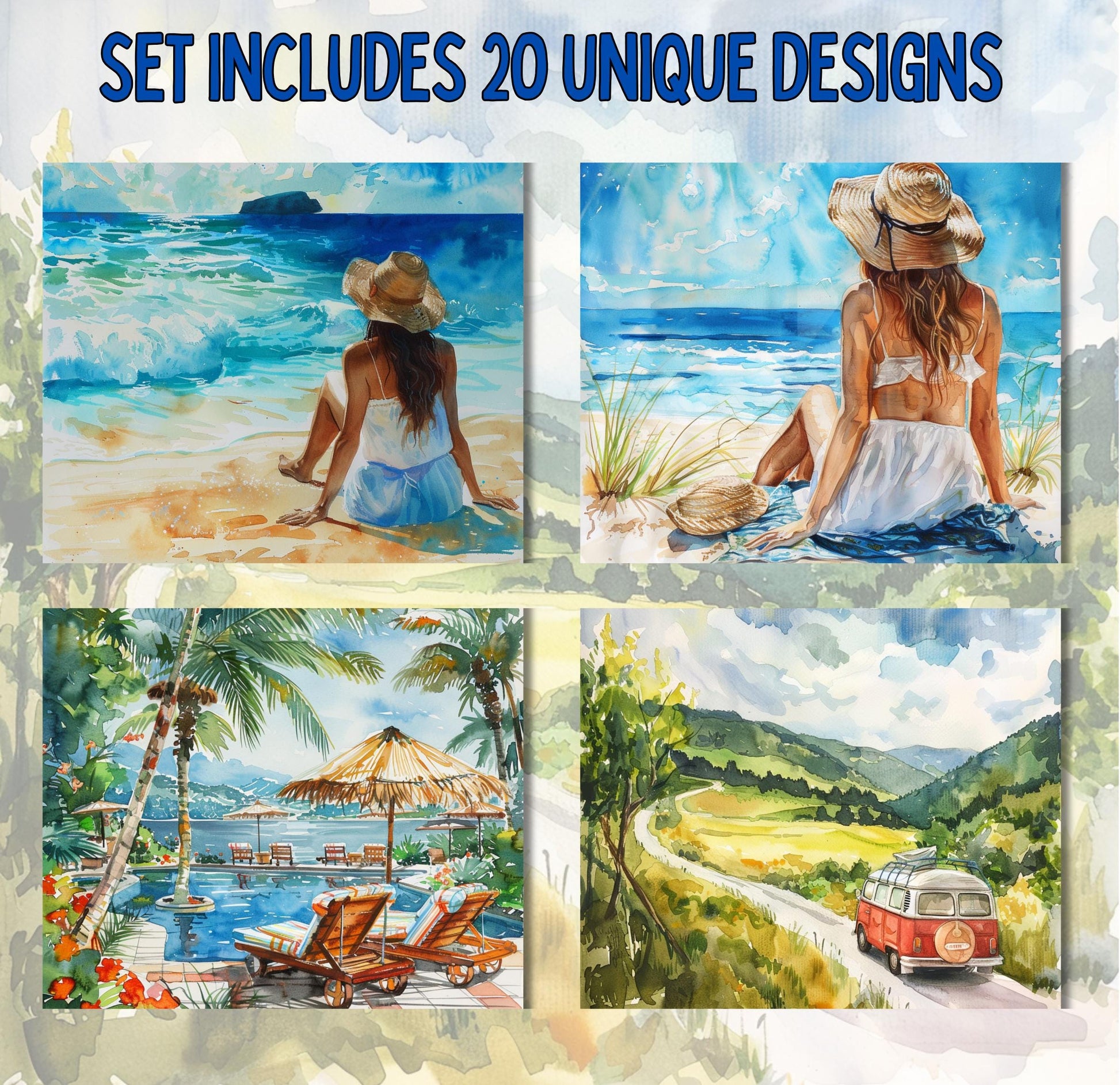 RELEASE PAPER | Summer Vacation - Theme Pack Reusable Diamond Painting Release Paper