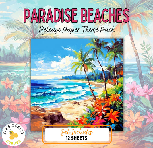 RELEASE PAPER | Paradise Beaches - Theme Pack Reusable Diamond Painting Release Paper